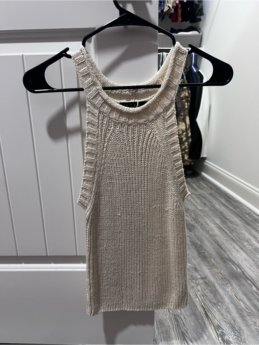 ezra Ribbed Knit High-Neck Tank in Cream